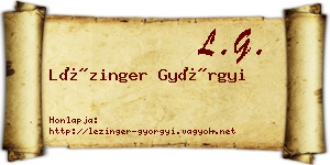 Lézinger Györgyi névjegykártya